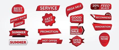 set of red banner promotion tag design for marketing vector