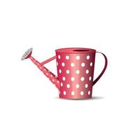 Red watering can with polka dots isolated on white background for your creativity vector