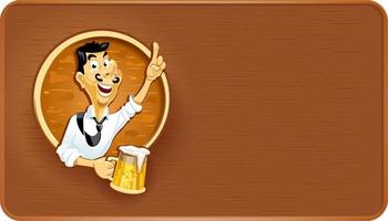 The plate bar is open. Beer. Welcome. Mode of operation. Open-close. Oktoberfest. Vector illustration