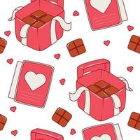 caja de chocolate de san valentín de patrones sin fisuras vector