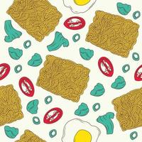 Noodle seamless pattern vector