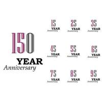 Set Year Anniversary Color Vector Template Design Illustration