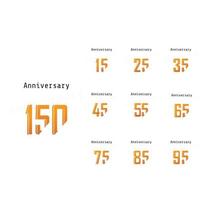 Set Year Anniversary Color Vector Template Design Illustration