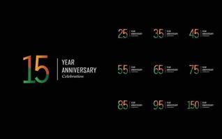 Set Year Anniversary Black Background Color Vector Template Design Illustration