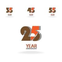 Establecer año aniversario color naranja vector plantilla diseño ilustración
