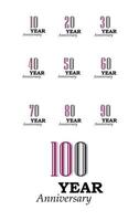 Set Year Anniversary Color Vector Template Design Illustration