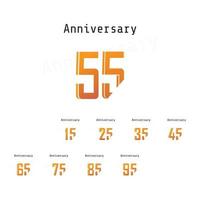 Set Year Anniversary Color Vector Template Design Illustration