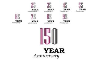 Set Year Anniversary Color Vector Template Design Illustration