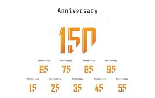 Set Year Anniversary Color Vector Template Design Illustration