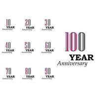 Set Year Anniversary Color Vector Template Design Illustration