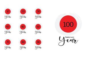 Set Year Anniversary Japan Them Color Vector Template Design Illustration