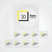 Set Year Anniversary White Background Color Vector Template Design Illustration