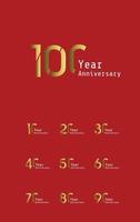 Set Year Anniversary Celebration Gold and Red Background Color Vector Template Design Illustration