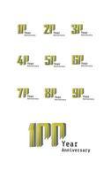 Set Year Anniversary Celebration Gold and White Background Color Vector Template Design Illustration