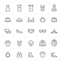 iconos de línea de mujer de ropa. Ilustración vectorial sobre fondo blanco. vector