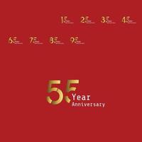 Set Year Anniversary Celebration Gold and Red Background Color Vector Template Design Illustration