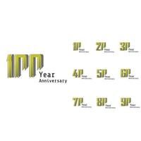 Set Year Anniversary Celebration Gold and White Background Color Vector Template Design Illustration