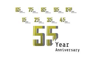 Set Year Anniversary Celebration Gold and White Background Color Vector Template Design Illustration