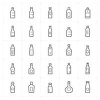 bottle and beverage line icons. Vector illustration on white background.