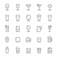 Glass and Beverage line icons. Vector illustration on white background.