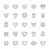 Animal line icons. Vector illustration on white background.