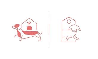Dog pet house logo vector icon line art outline