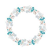 Summer wreath with flowers in scandinavian style. Spring herb flat abstract vector garden frame for woman day romantic holiday, wedding card. Element floral isolated illustration
