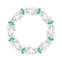 Summer wreath with flowers in scandinavian style. Spring herb flat abstract vector garden frame for woman day romantic holiday, wedding card. Element floral isolated illustration