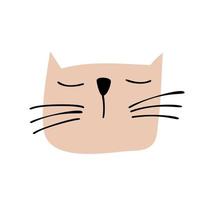 Cute hand drawn Cat face Character Vector Design. Scandinavian illustration isolated on a white background. Design element of t-shirt, home textiles, wrapping paper, children textiles