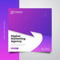 Digital marketing agency social media post template in colorful and dynamic concept vector