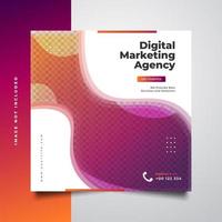 Digital marketing agency social media post template in colorful and dynamic concept vector