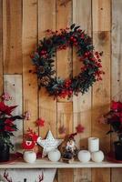 New year festive decorations in warm colors photo