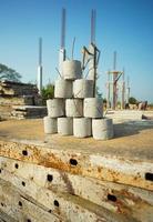 Cement lumps with wire for providing the space between wire mesh and ground photo