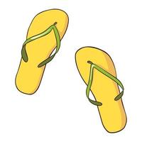 Hand Drawn Yellow and Green Flip Flops vector