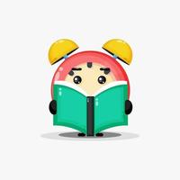 Cute alarm clock is reading a book vector