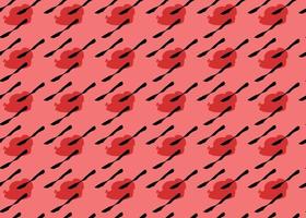 Vector texture background, seamless pattern. Hand drawn, red, black colors.