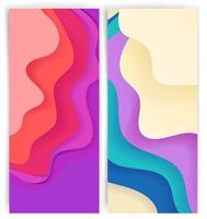 Vertical color banners with abstract vector waves