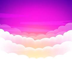 Pink sky with cute white clouds background for video conference design Free Vector