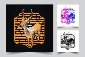 Deer badge illustration vector