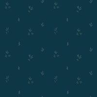 Vector seamless pattern of dark green thin leaves on a dark blue background. Floral background.