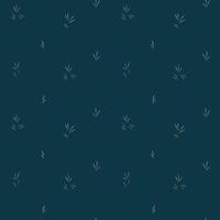 Vector seamless pattern of dark green thin leaves on a dark blue background. Floral background.