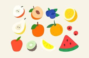 Creative doodle artistic elements vector set. Sketchy style illustration. Fruits