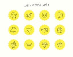 Doodle vector icons set isolated on white. Web icons set 1