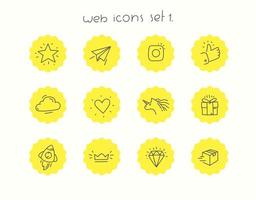 Doodle conjunto de iconos de vector aislado en blanco. iconos web set 1