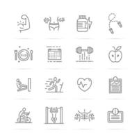 iconos de línea de vector de culturismo