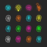 idea neon icon set vector