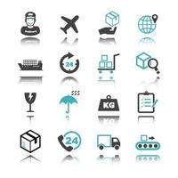 logistic icons with reflection vector