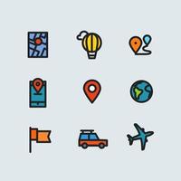 Color thin line icons vector collection. Travel