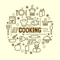 cocina, mínimo, línea fina, iconos, conjunto vector