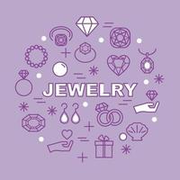jewelry minimal outline icons vector